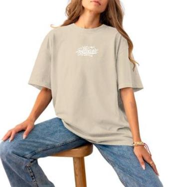 Imagem de Blusa Feminina Plus Size Algodão Casual Estampada Logo Pequena Confortável Estilosa Brokin White-Feminino