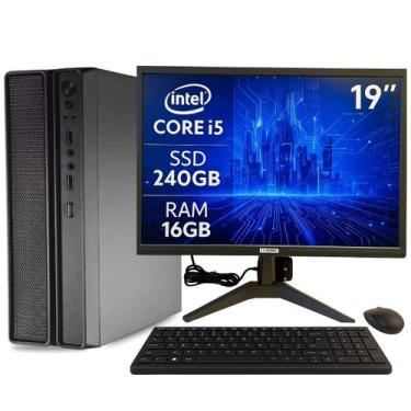Imagem de Mini Computador PC Slim Intel I5 RAM 16GB SSD 240GB Win11 c/ Monitor"1