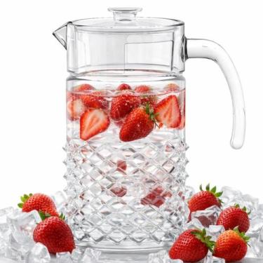 Imagem de Jarra de Vidro 1,4L Resistente Com Tampa Suco Água ou Chá - Casa Ambie