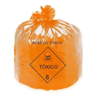 Imagem de Saco de Lixo Lixo Tóxico Laranja 50 Litros para Resíduos em Hospitais e Laboratórios Aster