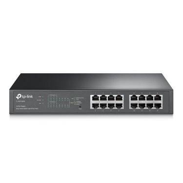 Imagem de Switch Gigabit Easy Smart TL-SG1016PE 10-100-1000 com 16 Entradas Sendo 8 Poe para Rede SMB TP-Link