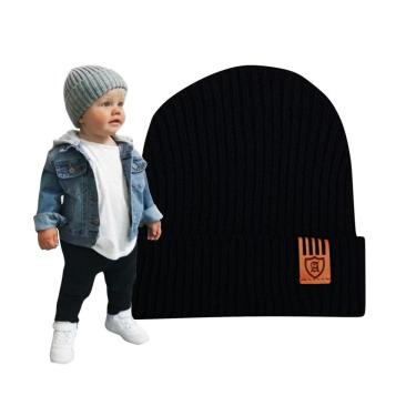 Imagem de Touca de Frio Infantil OEM Linha Premium em Fio de Lã Tamanho Adulto Preto Unissex