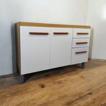 Imagem de Balcão Gabinete de Pia Aurora 120cm Freijó/Off White S/Tampo - Nathan