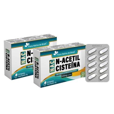 Imagem de Kit 2x NAC N-Acetil Cisteína 600mg 2x30 cps Flora Nativa-Unissex