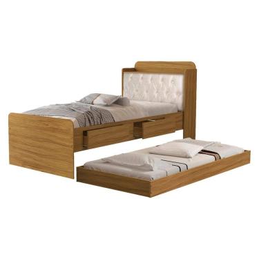 Imagem de Bicama Solteiro Capitone 220X98 cm Com Bau E Cama Auxiliar MDF Decmade