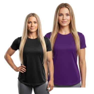 Imagem de Kit 2 Camisetas Dry Fit Feminina Manga Curta Trendixx Ptroteção UV  Se