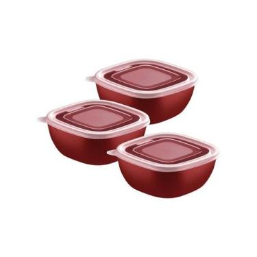 Imagem de Jogo de Potes Tramontina MixColor em Polipropileno Vermelho com Tampa 