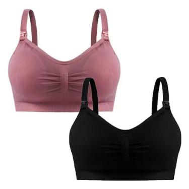 Imagem de Kit2 Sutia Amamentação Reforçado Lingerie Roupa Maternidade COR:PRETO-