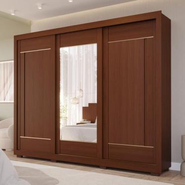 Imagem de Guarda-roupa Casal 3 Portas de Correr com Pés e Espelhos 269cm 100% Md
