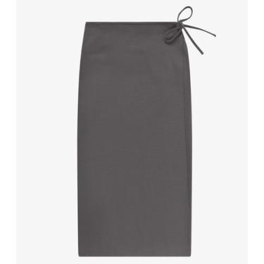 Imagem de Saia Midi Feminina Envelope Em Malhão Rovitex Cinza, M, Cinza