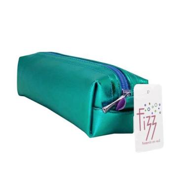 Imagem de Estojo bau simples metalizado texturizado Fizz, Azul
