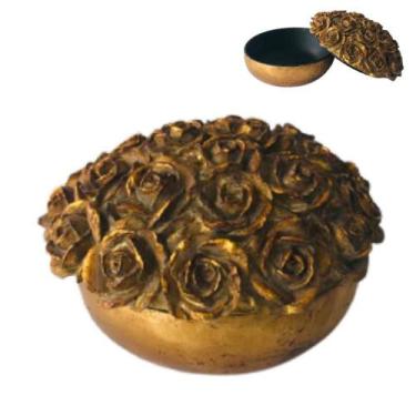 Imagem de Porta Joia Flor Dourado Resina 15x10cm BTC