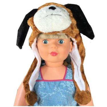 Imagem de Gorro Touca De Bichinho Fantasia Cachorro Marrom e Branco - Kika