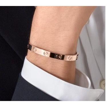 Imagem de Bracelete masculino aço inoxidável dourado banhado ouro 18k À Prova D'
