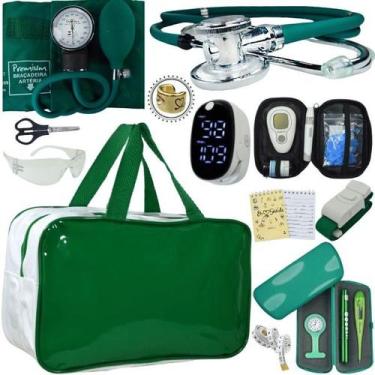 Imagem de Kit Bolsa Cores Aparelho de Pressao Esfigmomanometro Estetoscópio Medi