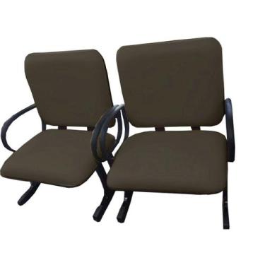 Imagem de 02 Cadeiras para Escritório para Obesos até 250kg Marrom - Design Offi