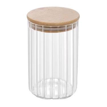 Imagem de Porta Mantimento 700ML Vidro Borossilicato com Tampa de Bambu para Cozinha Transparente Wolff