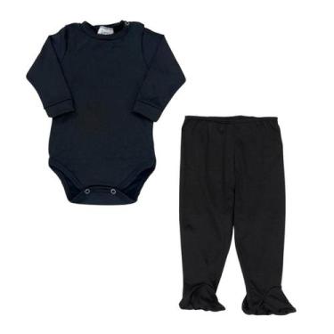 Imagem de Conjunto Térmico Body Meia Calça Peluciado Anti-Pilling Bebê - Preto 0