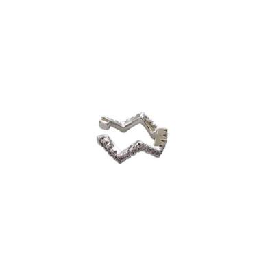 Imagem de Piercing unitário zig-zag cravejado banhado a ródio branco - VIDIÈ