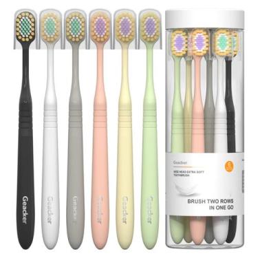 Imagem de Escova de dentes Geacker Extra Macia com cabeça larga, kit com 6 unida