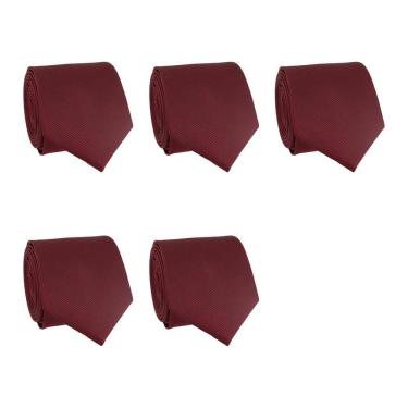 Imagem de Kit 5 Gravatas Lisas Social Tons de Vermelho Masculina Slim Padrinho Casamento Noivo Trabalho Congresso