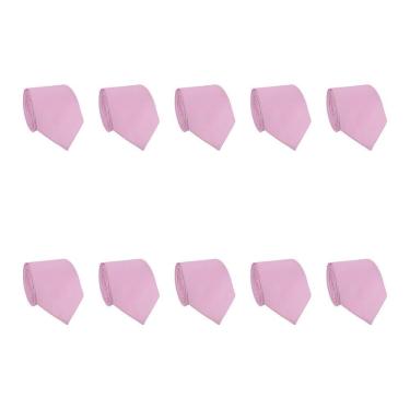 Imagem de Kit 10 Gravatas Masculina Social Slim Premium Tons de Rosa Lisa Elegante Padrinhos Formatura Trabalho