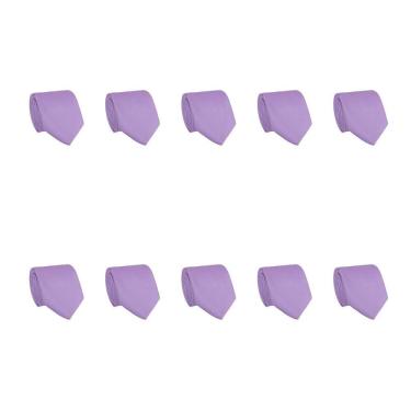Imagem de Kit 10 Gravatas Masculina Social Slim Premium Tons de Roxo Lisa Elegante Padrinhos Formatura Trabalho