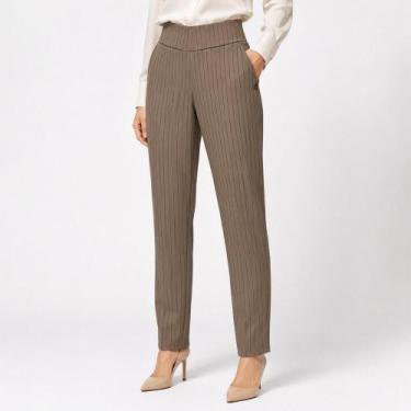 Imagem de Calça Bruna Malhas Ponto Roma Reta com Risca Vertical REF:12538, Marrr