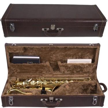 Imagem de Estojo Madeira Sax Tenor Couro Sint Marrom Metal Cromado Protection Ba