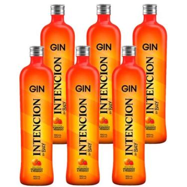 Imagem de Kit 6 Gin Doce Morango e Pessego Intencion 900ml