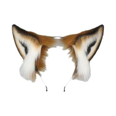 Imagem de Tiara De Orelhas De Lobo De Pelúcia Para Mulheres, Acessório De Fantas