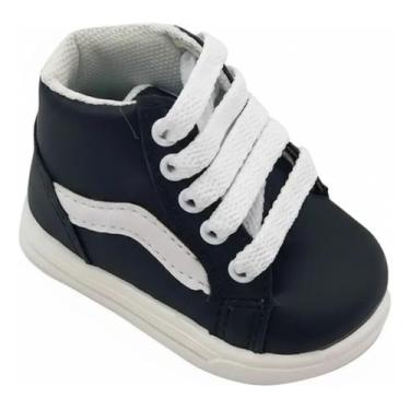 Imagem de Sapatinho de Bebê Tenis de Bebe Preto Listra Branca Sapato Calçado Inf
