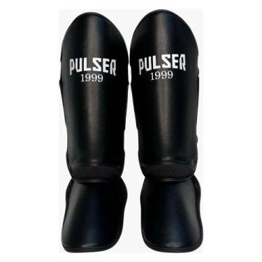 Imagem de Caneleira de Proteção 20 mm Muay Thai Preto 1999 Branco Pulser, Preto,