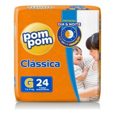 Imagem de Fralda Descartável Infantil Pom Pom Clássica G Pacote 24 Uni
