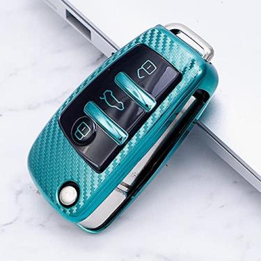 Imagem de Venus-David TPU Fibra de carbono Car Key Case Cover Shell, apto para Audi A3 A4 A4L B5 B6 B7 B8 B9 A5 A6 A6L C5 C6 Q3 Q5 Q5 Q7 S5 S7 RS3 TT 2020, verde