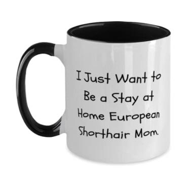 Imagem de Presentes inadequados para gatos de pelo curto europeu, I Just Want to Be a Stay at Home European., Caneca épica de dois tons de 325 ml para amantes de gatos de amigos