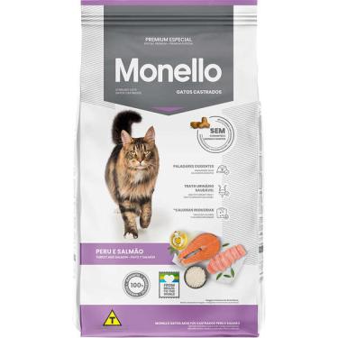Imagem de Ração Seca Monello Peru e Salmão para Gatos Adultos Castrados - 1 Kg