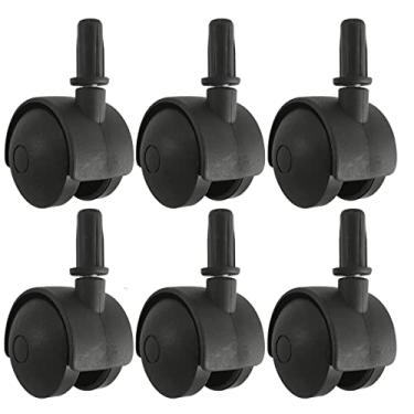 Imagem de 6 Rodízios de Pressão Plástico Preto com Pino Para Cama Box Solteiro Rodinhas Giratórias