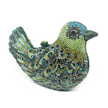 Imagem de Boutique De FGG Bird Crystal Clutch Purses For Women Dressy Rhinestone Evening Bag Pigeon Prom Clutch Purse for Wedding,Mini,Green