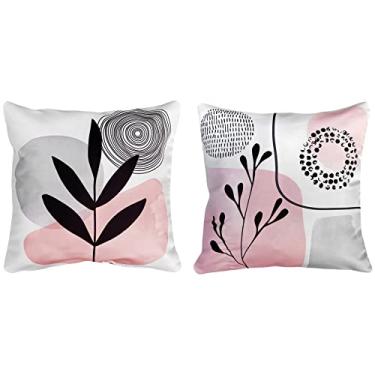 Imagem de 2 Capas P/ Almofada Sarja Delicada Branca e Rosa 45x45 cm (Watercolor)