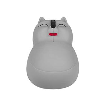 Imagem de elec Space Mouse sem fio, rato silencioso em forma de gato animal fofo, 3 botões mouse óptico móvel portátil Mause com receptor USB, mouse sem fio para PC, Mac, laptop, notebook, computador, cinza