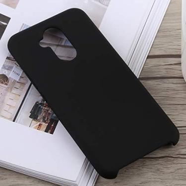 Imagem de Capa ultra fina de cor sólida cobertura total silicone líquido capa traseira para Huawei Mate 20 Lite (preto) capa traseira para telefone (cor preta)