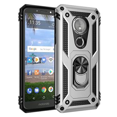 Imagem de Capas de telefone Para o caso Motorola Moto E5, para Moto G6 Play Case Celular com caixa de suporte magnético, proteção à prova de choque pesada Capa protetora da capa (Color : Silver)