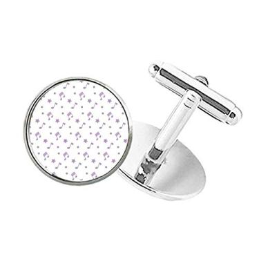 Imagem de DIYthinker Abotoaduras roxas pequenas estrelas notas musicais botão redondo clipe