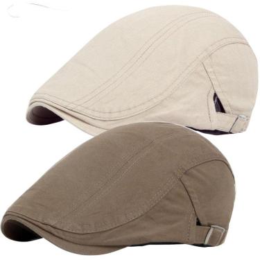 Imagem de Bonés Estilo Boina Masculina Casual Kit 2 Peças Bege/Marrom