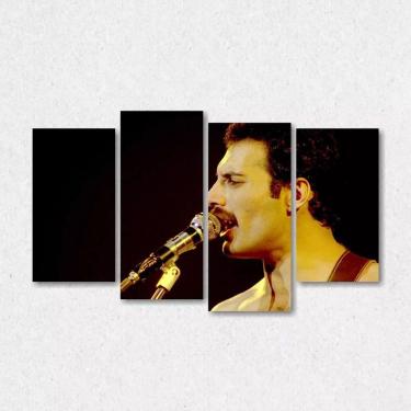 Imagem de Quadro Decorativo Freddie Mercury Sala Em Tecido 4 Peçase