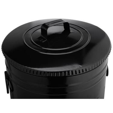 Imagem de Lixeira 50 Litros Preta Lata De Lixo Americana Preta Metal