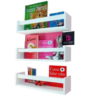 Imagem de Kit 3 Estantes de Livros de Criança Prateleira Revisteiro de Parede Infantil Mdf 55 cm