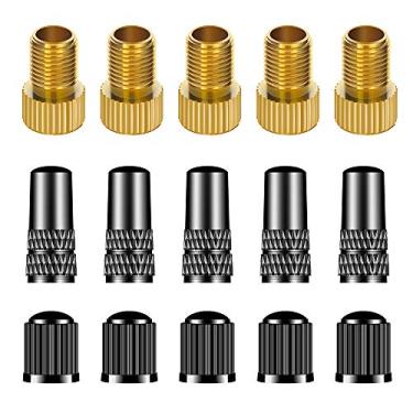 Imagem de 15 PCS Bike Presta Tire Valve Adaptor Tools,Bicycle Tire Valve Converter Copper Valve,Presta Valve Cap, Schrader Valve Cap,Cycling Tire Tools,for Mountain Bikes, Road Bike,Cars,Bike Pump Accessories