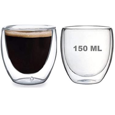 Imagem de Copo Parede Dupla de Vidro Café 140ml 2 Peças